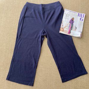 Jones New York Sport Slate Blue Wide Leg Pull On Crop Lounge Work Out Pant L
